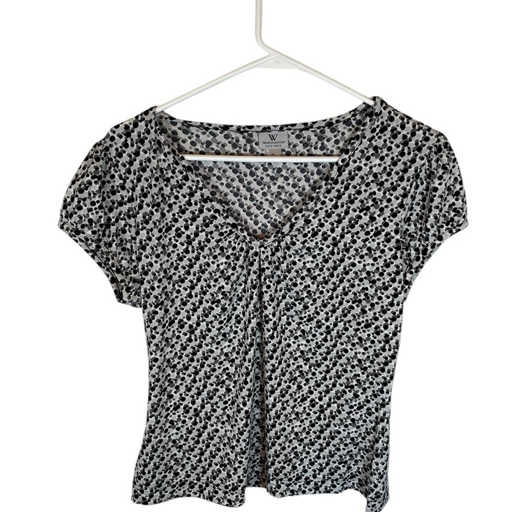 Worthington Pretty Shade Black and White Blouse